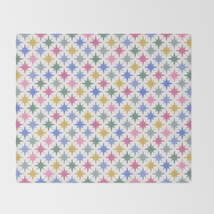 Starry Art Deco Pattern Multicolor II Throw Blanket Gallery Image 2