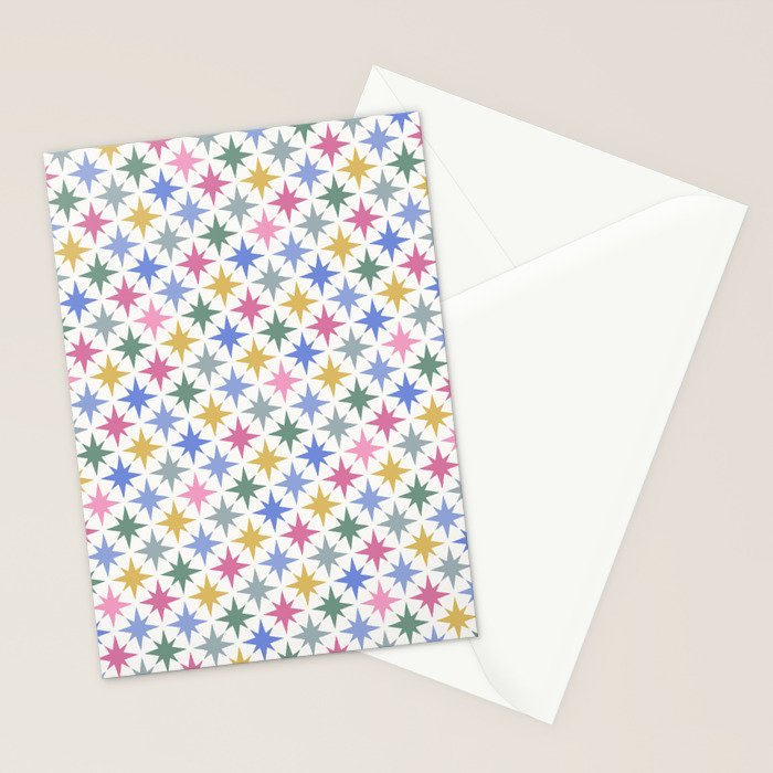 Starry Art Deco Pattern Multicolor II Stationery Card Gallery Image 2