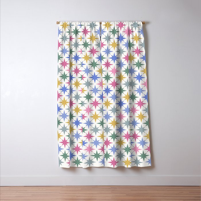 Starry Art Deco Pattern Multicolor II Window Curtain Gallery Image 3