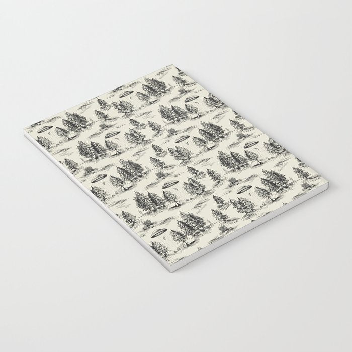 Black Alien Abduction Toile De Jouy Pattern Notebook Gallery Image 3