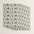 Black Alien Abduction Toile De Jouy Pattern Wrapping Paper Gallery Image 3