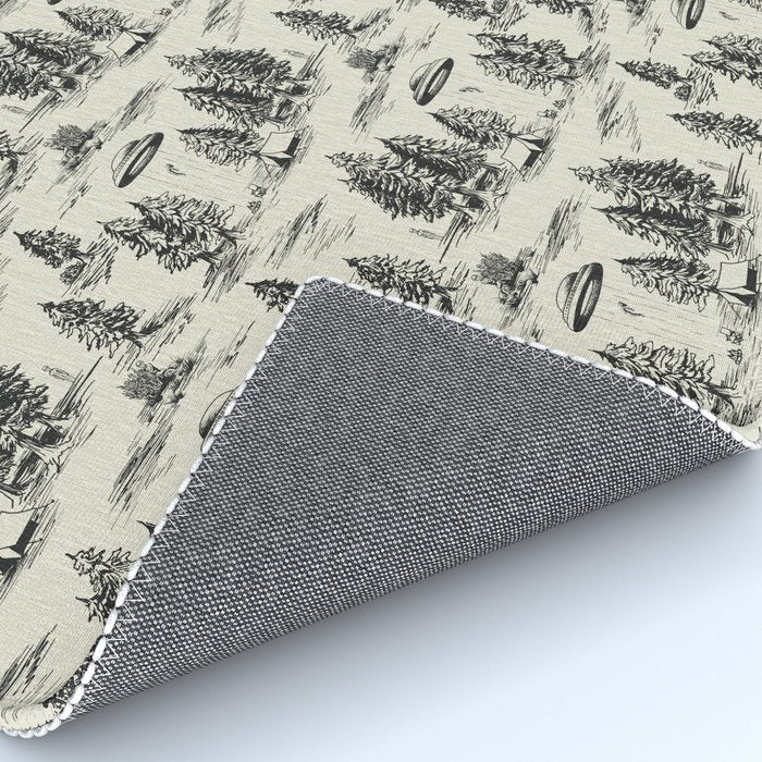 Black Alien Abduction Toile De Jouy Pattern Rug Gallery Image 4
