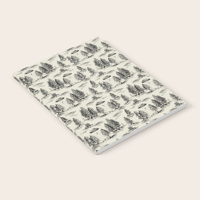 Black Alien Abduction Toile De Jouy Pattern Notebook Gallery Image 1