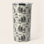 Black Alien Abduction Toile De Jouy Pattern Travel Mug Gallery Image 1