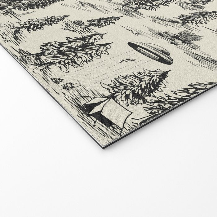 Black Alien Abduction Toile De Jouy Pattern Welcome Mat Gallery Image 2