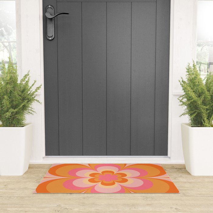 Retro Flower Welcome Mat Gallery Image 3