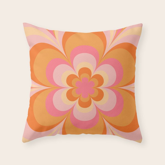 Retro Flower Throw Pillow Gallery Image 1