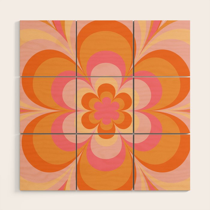 Retro Flower Wood Wall Art Gallery Image 1