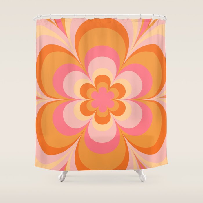 Retro Flower Shower Curtain Gallery Image 1