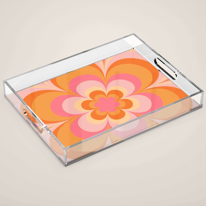 Retro Flower Acrylic Tray Gallery Image 1