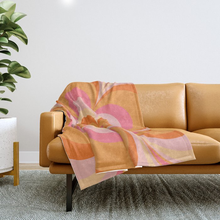 Retro Flower Throw Blanket Gallery Image 1