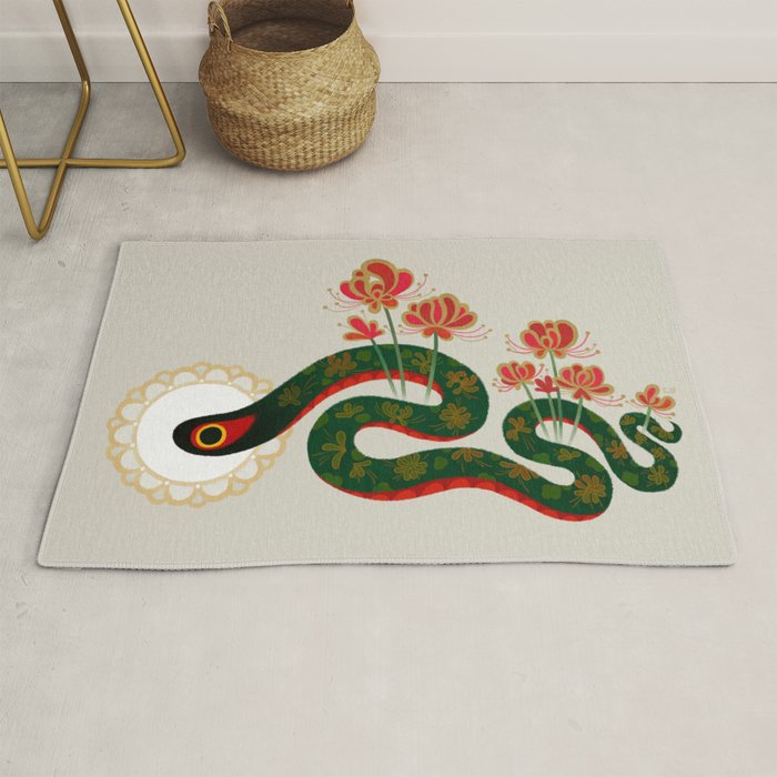 Snake and flowers Rug Gallery Image 1