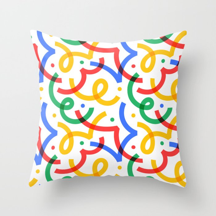 Colorful fun line doodle art pattern Throw Pillow Gallery Image 1