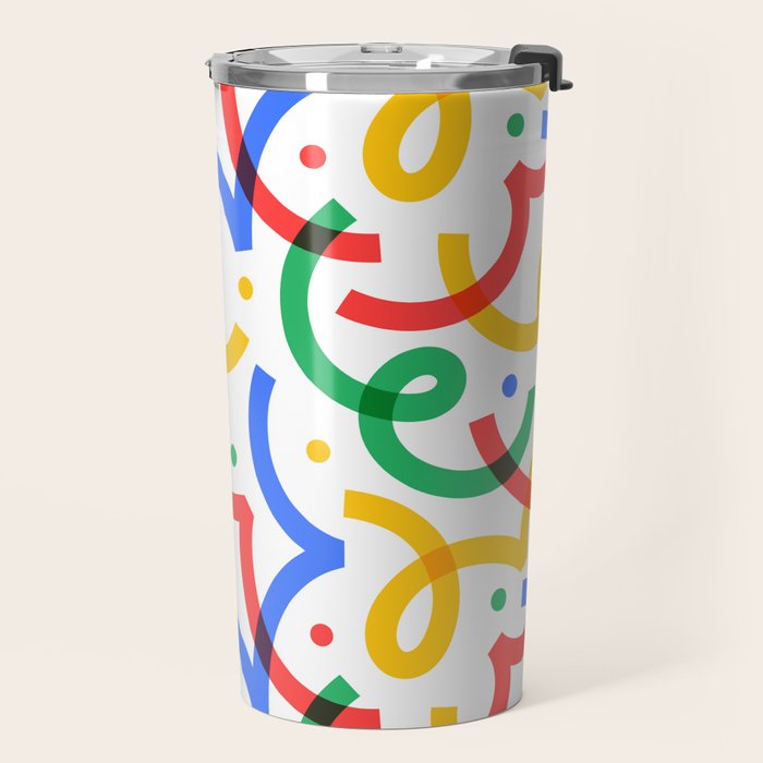 Colorful fun line doodle art pattern Travel Mug Gallery Image 2