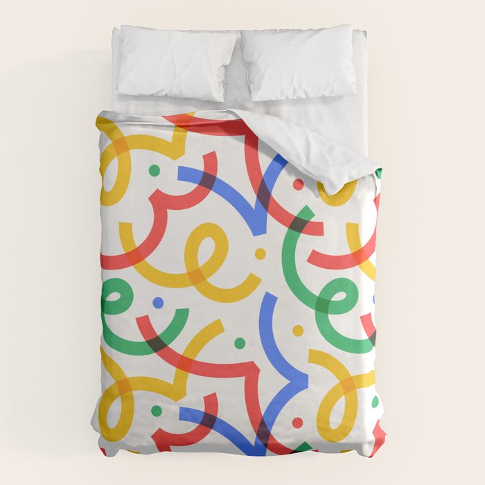 Colorful fun line doodle art pattern Duvet Cover Gallery Image 1