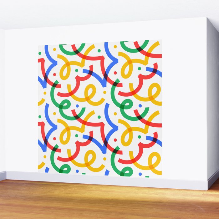 Colorful fun line doodle art pattern Wall Mural Gallery Image 2