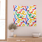 Colorful fun line doodle art pattern Wall Tapestry Gallery Image 2