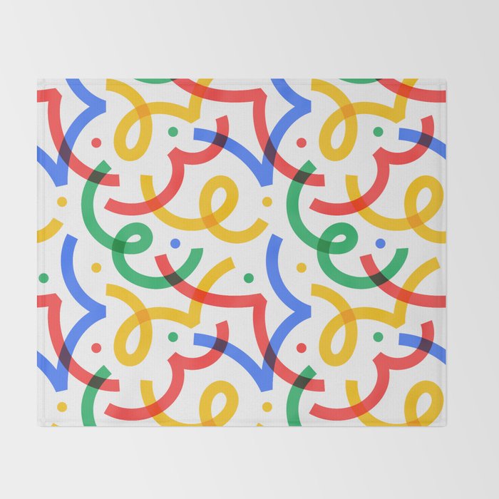 Colorful fun line doodle art pattern Throw Blanket Gallery Image 2