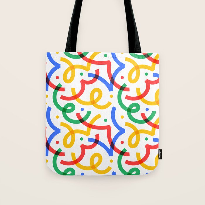 Colorful fun line doodle art pattern Tote Bag Gallery Image 1