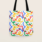 Colorful fun line doodle art pattern Tote Bag Gallery Image 1