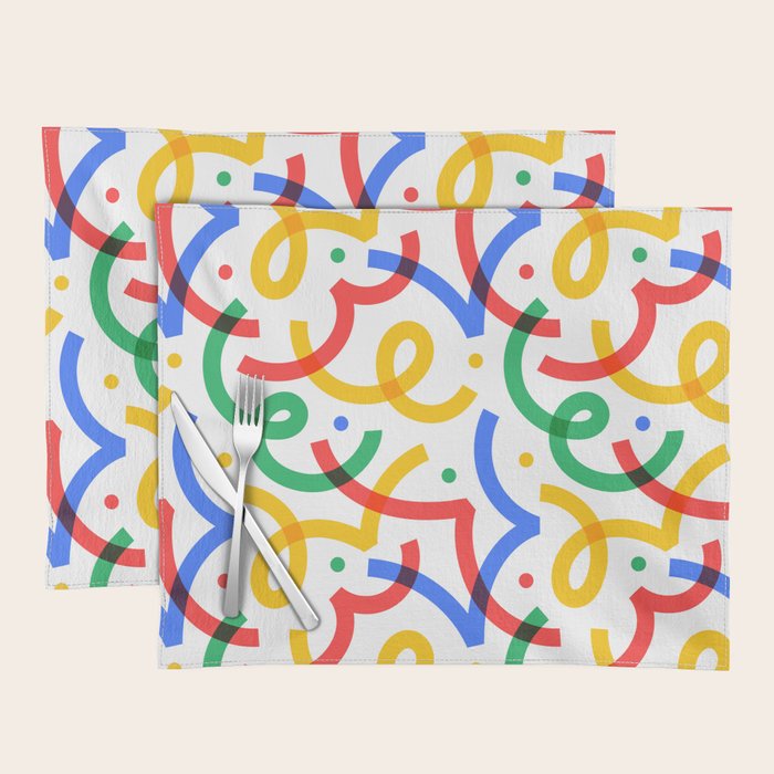 Colorful fun line doodle art pattern Placemat Gallery Image 1