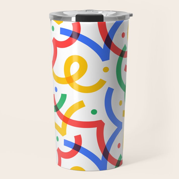 Colorful fun line doodle art pattern Travel Mug Gallery Image 1
