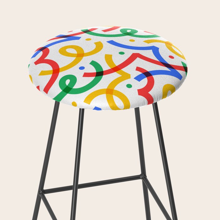 Colorful fun line doodle art pattern Stool Gallery Image 2