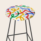 Colorful fun line doodle art pattern Stool Gallery Image 2