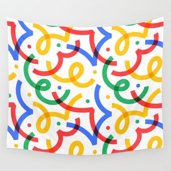 Colorful fun line doodle art pattern Wall Tapestry Gallery Image 4