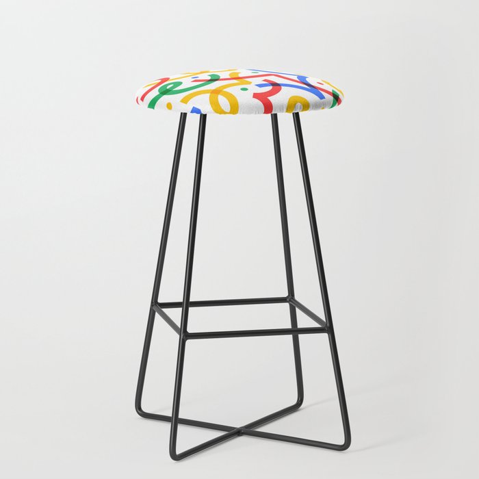 Colorful fun line doodle art pattern Stool Gallery Image 1