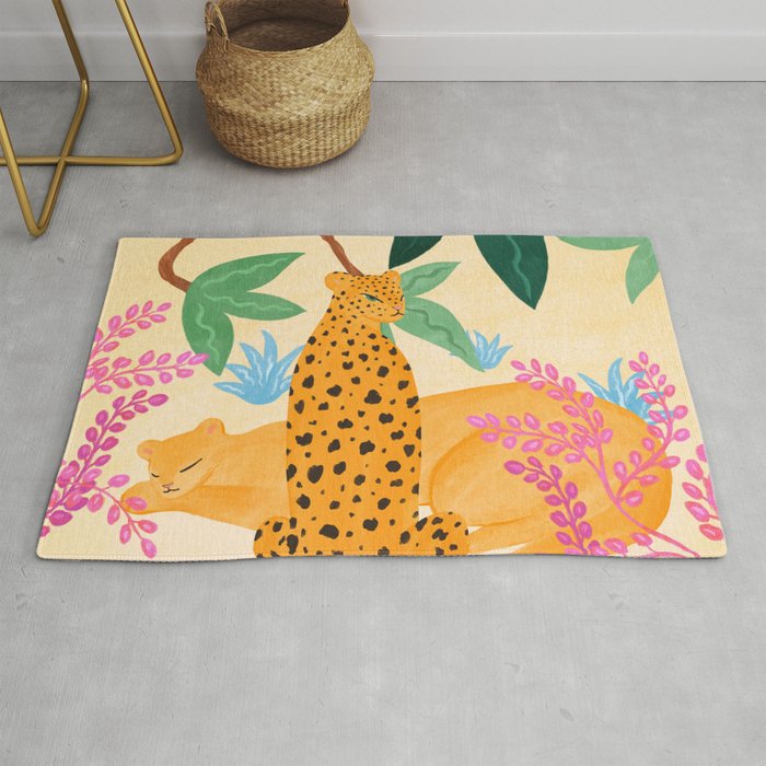 Panthers in Magical Garden Rug Gallery Image 1
