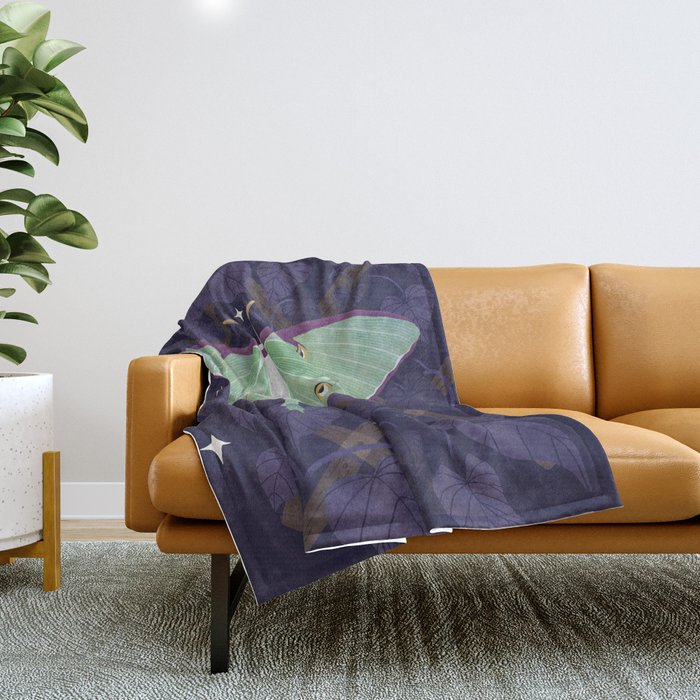 Night Trellis (Luna Moth) Throw Blanket Gallery Image 1