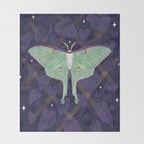 Night Trellis (Luna Moth) Throw Blanket Gallery Image 2