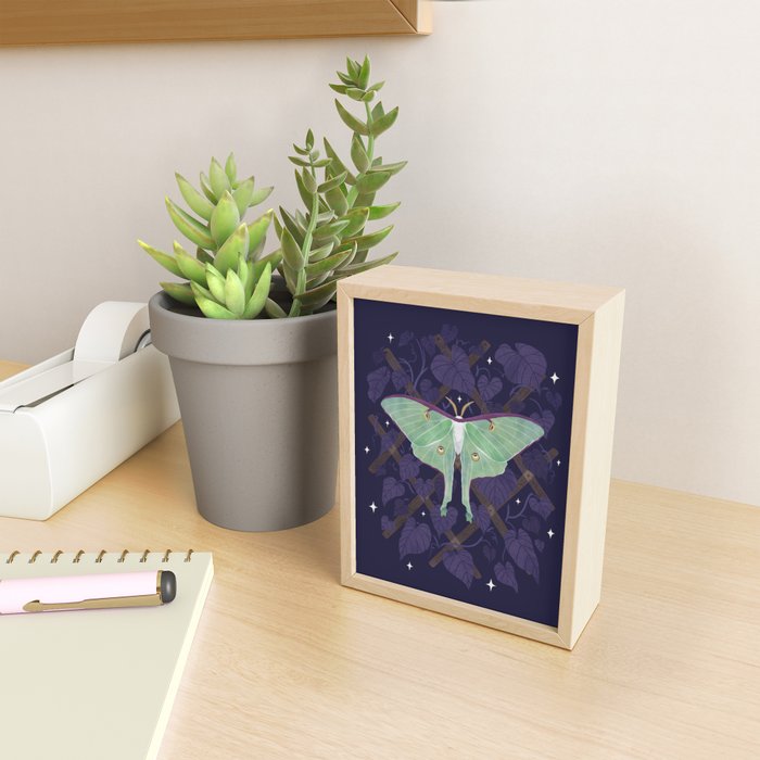 Night Trellis (Luna Moth) Mini Art Print Gallery Image 2