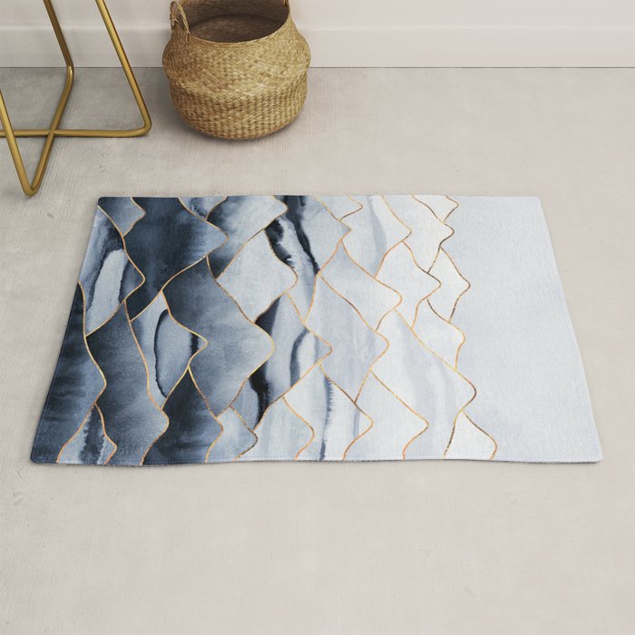 Mountains 2 - Gold Colored Lines Rug Gallery Image 1