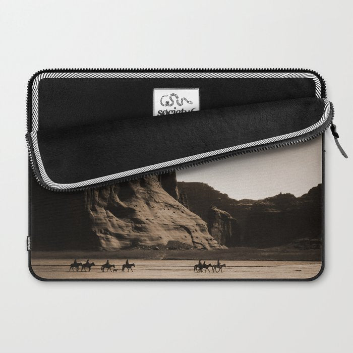 Canyon de Chelly - Chinle, Arizona - Navajo Indians on Horseback by Edward Curtis Laptop Sleeve Gallery Image 2