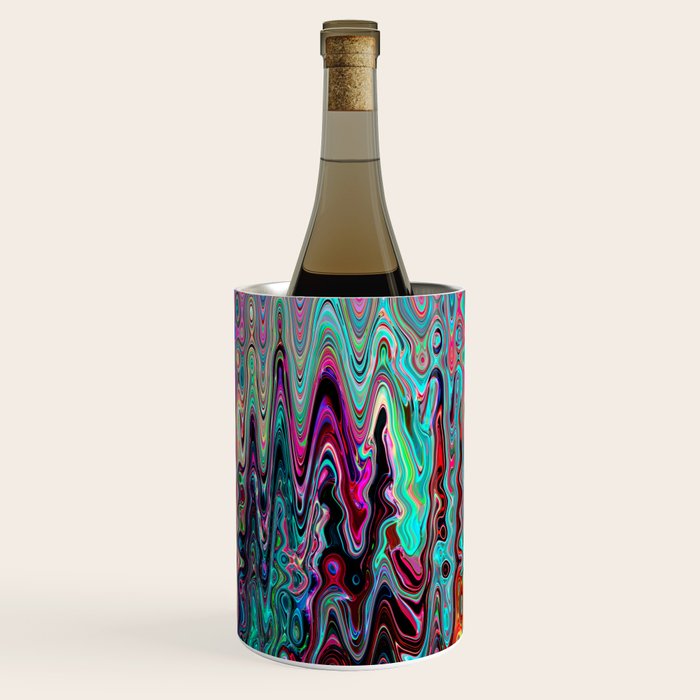 Radiant Resonance Colorful Psychedelic Distorted Paint Wine Chiller Gallery Image 3