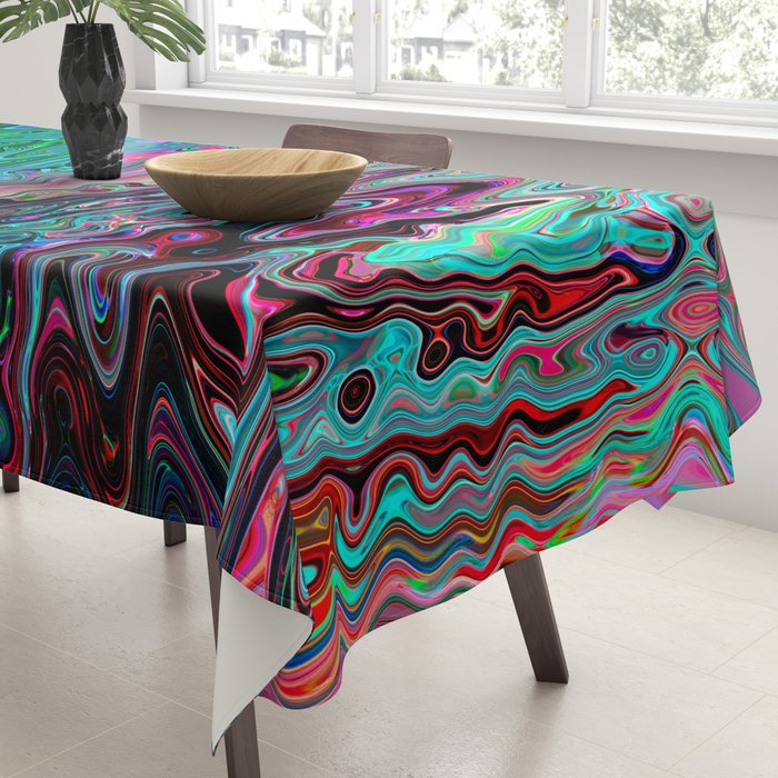 Radiant Resonance Colorful Psychedelic Distorted Paint Tablecloth Gallery Image 3