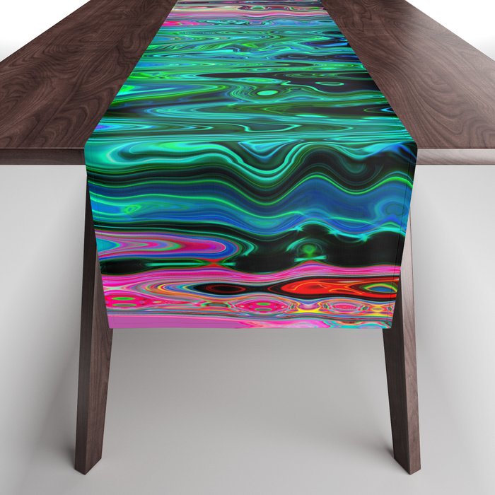 Radiant Resonance Colorful Psychedelic Distorted Paint Table Runner Gallery Image 1