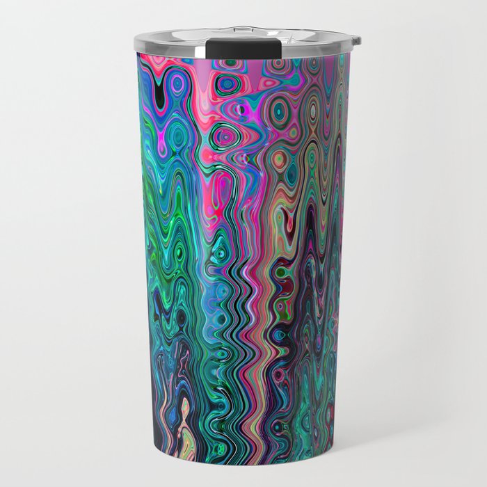 Radiant Resonance Colorful Psychedelic Distorted Paint Travel Mug Gallery Image 1