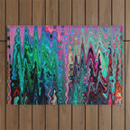 Radiant Resonance Colorful Psychedelic Distorted Paint Outdoor Rug Gallery Image 1