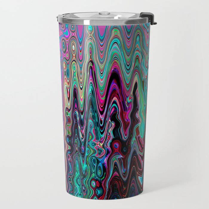 Radiant Resonance Colorful Psychedelic Distorted Paint Travel Mug Gallery Image 2