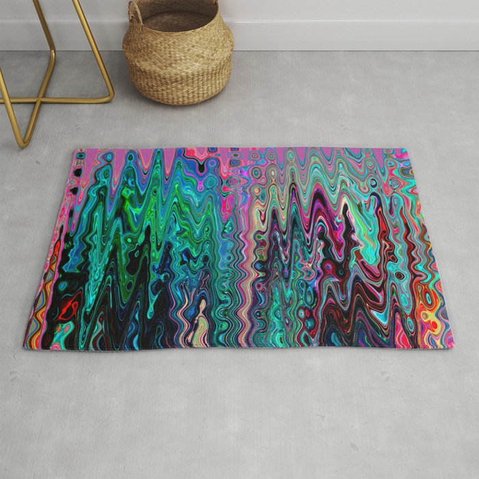 Radiant Resonance Colorful Psychedelic Distorted Paint Rug Gallery Image 1