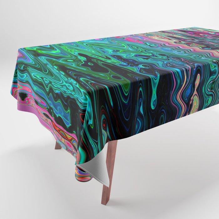 Radiant Resonance Colorful Psychedelic Distorted Paint Tablecloth Gallery Image 1
