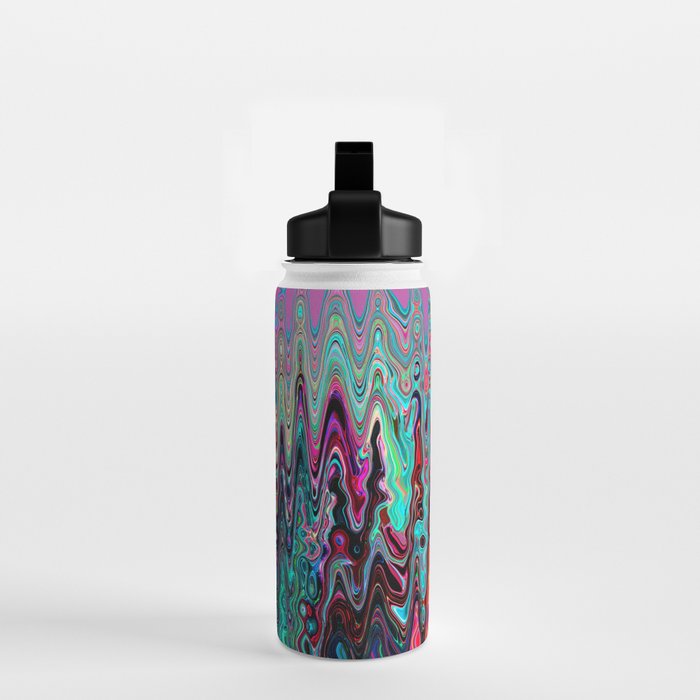 Radiant Resonance Colorful Psychedelic Distorted Paint Water Bottle Gallery Image 2