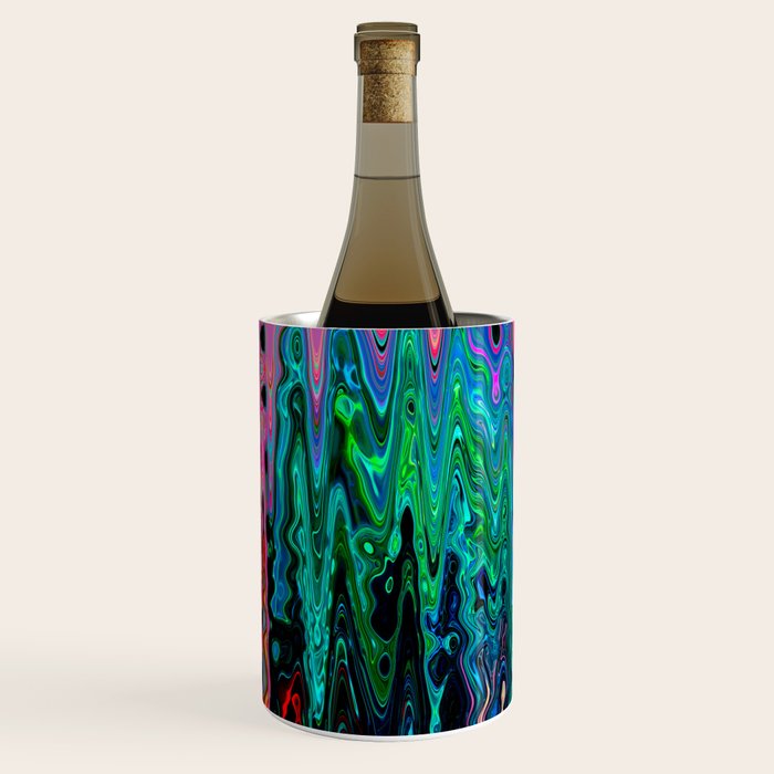 Radiant Resonance Colorful Psychedelic Distorted Paint Wine Chiller Gallery Image 2
