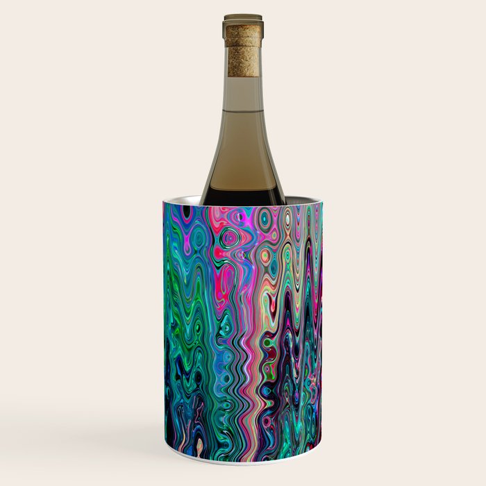 Radiant Resonance Colorful Psychedelic Distorted Paint Wine Chiller Gallery Image 1