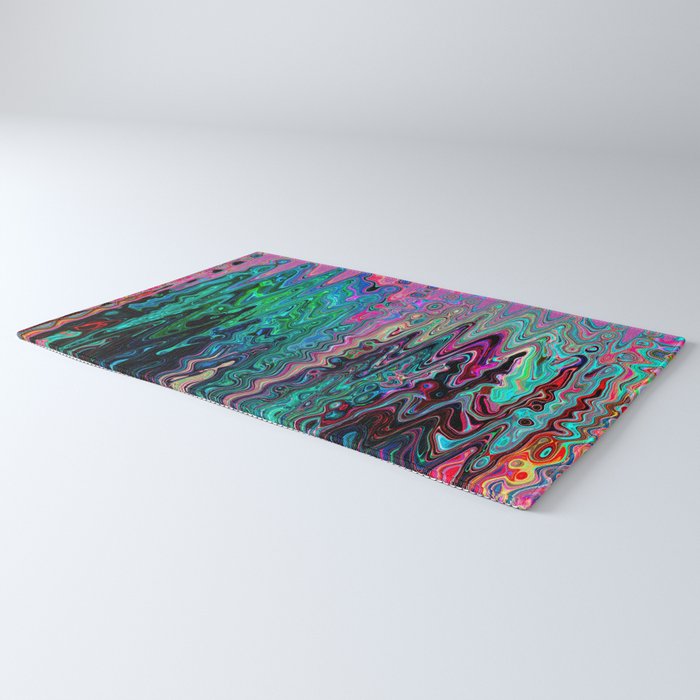 Radiant Resonance Colorful Psychedelic Distorted Paint Rug Gallery Image 3