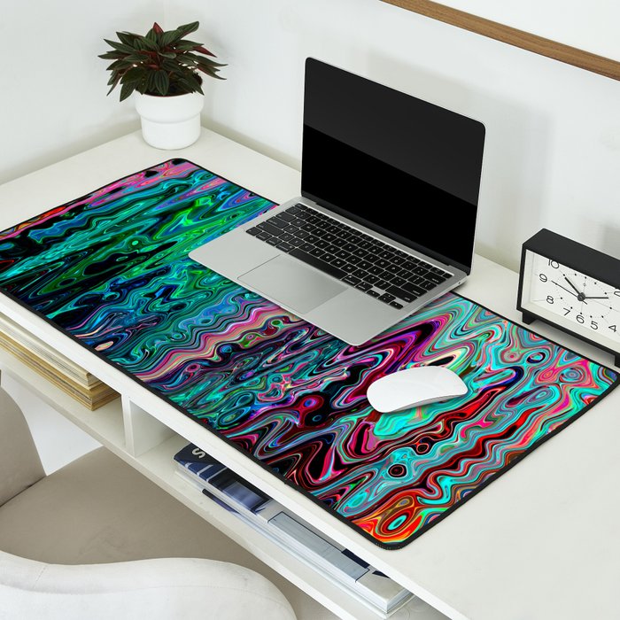 Radiant Resonance Colorful Psychedelic Distorted Paint Desk Mat Gallery Image 2
