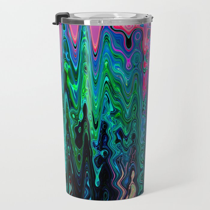 Radiant Resonance Colorful Psychedelic Distorted Paint Travel Mug Gallery Image 3
